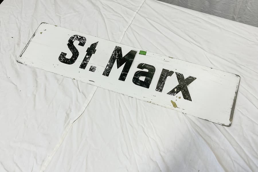 Altes Straßenbahnschild \St. Marx/Ring-Börse\